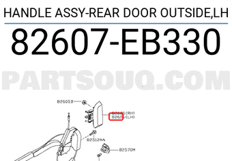 Nissan 82607EB330 HANDLE ASSY-REAR DOOR OUTSIDE,LH