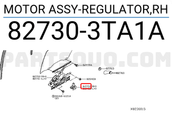 Nissan 827303TA1A MOTOR ASSY-REGULATOR,RH