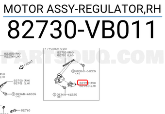 Nissan 82730VB011 MOTOR ASSY-REGULATOR,RH