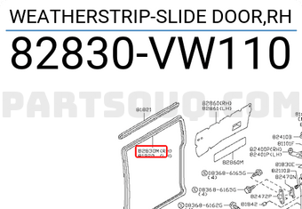 Nissan 82830VW110 WEATHERSTRIP-SLIDE DOOR,RH