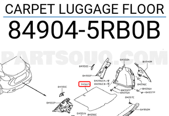 Nissan 849045RB0B CARPET LUGGAGE FLOOR