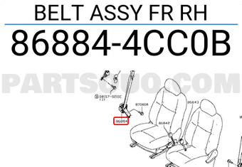 Nissan 868844CC0B BELT ASSY FR RH