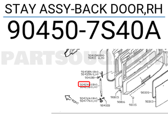 Nissan 904507S40A STAY ASSY-BACK DOOR,RH