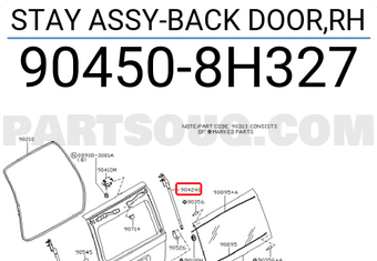 Nissan 904508H327 STAY ASSY-BACK DOOR,RH