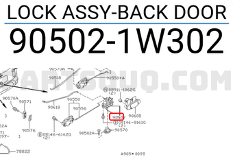 Nissan 905021W302 LOCK ASSY-BACK DOOR