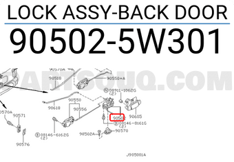 Nissan 905025W301 LOCK ASSY-BACK DOOR