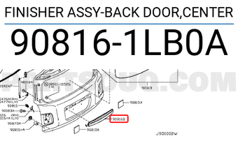 Nissan 908161LB0A FINISHER ASSY-BACK DOOR,CENTER