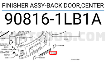 Nissan 908161LB1A FINISHER ASSY-BACK DOOR,CENTER