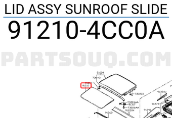 Nissan 912104CC0A LID ASSY SUNROOF SLIDE
