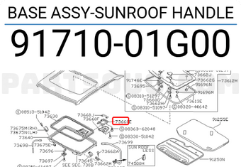 Nissan 9171001G00 BASE ASSY-SUNROOF HANDLE