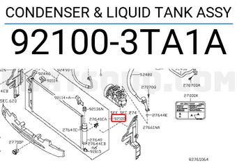 Nissan 921003TA1A CONDENSER &amp; LIQUID TANK ASSY