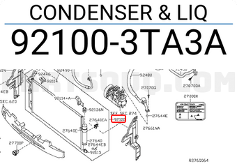 Nissan 921003TA3A CONDENSER &amp; LIQ