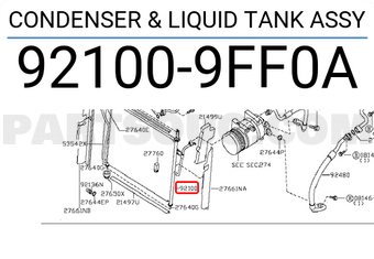 Nissan 921009FF0A CONDENSER & LIQUID TANK ASSY