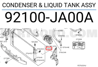 Nissan 92100JA00A CONDENSER &amp; LIQUID TANK ASSY