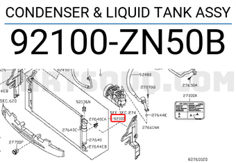 Nissan 92100ZN50B CONDENSER &amp; LIQUID TANK ASSY