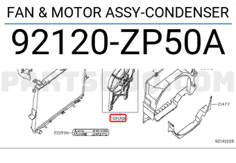 Nissan 92120ZP50A FAN & MOTOR ASSY-CONDENSER
