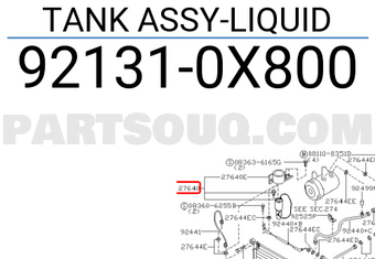 Nissan 921310X800 TANK ASSY-LIQUID