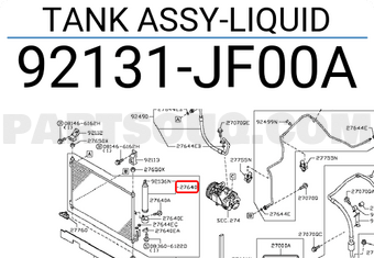 Nissan 92131JF00A TANK ASSY-LIQUID
