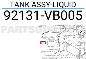 Nissan 92131VB005 TANK ASSY-LIQUID