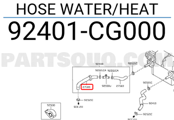Nissan 92401CG000 HOSE WATER/HEAT