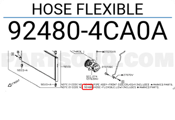 Nissan 924804CA0A HOSE FLEXIBLE