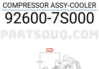 Nissan 926007S000 COMPRESSOR ASSY-COOLER