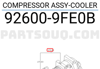 Nissan 926009FE0B COMPRESSOR ASSY-COOLER