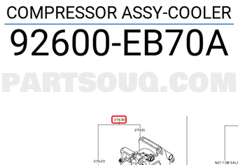 Nissan 92600EB70A COMPRESSOR ASSY-COOLER