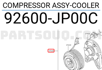 Nissan 92600JP00C COMPRESSOR ASSY-COOLER
