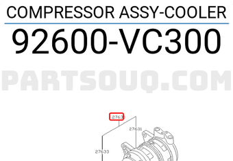 Nissan 92600VC300 COMPRESSOR ASSY-COOLER