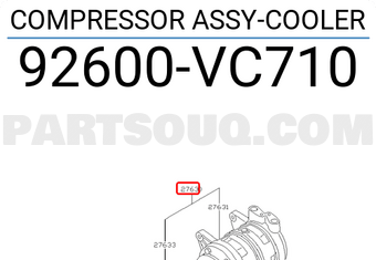 Nissan 92600VC710 COMPRESSOR ASSY-COOLER