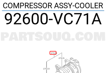 Nissan 92600VC71A COMPRESSOR ASSY-COOLER