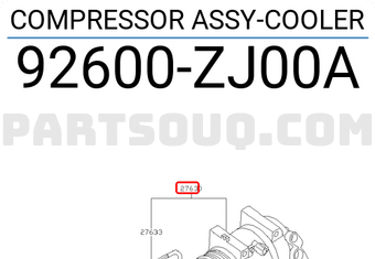 Nissan 92600ZJ00A COMPRESSOR ASSY-COOLER