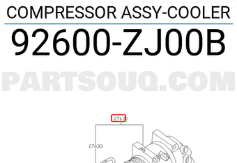 Nissan 92600ZJ00B COMPRESSOR ASSY-COOLER