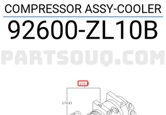 Nissan 92600ZL10B COMPRESSOR ASSY-COOLER
