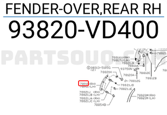 Nissan 93820VD400 FENDER-OVER,REAR RH