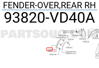 Nissan 93820VD40A FENDER-OVER,REAR RH