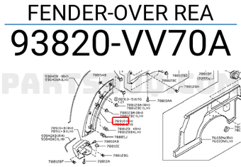 Nissan 93820VV70A FENDER-OVER REA