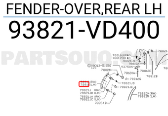 Nissan 93821VD400 FENDER-OVER,REAR LH
