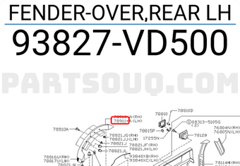 Nissan 93827VD500 FENDER-OVER,REAR LH