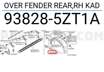 Nissan 938285ZT1A OVER FENDER REAR,RH KAD
