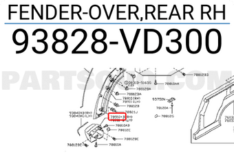 Nissan 93828VD300 FENDER-OVER,REAR RH