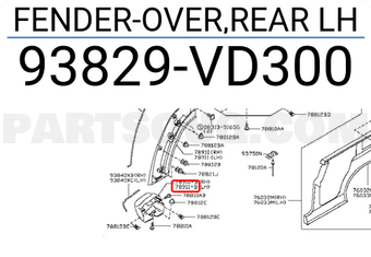 Nissan 93829VD300 FENDER-OVER,REAR LH
