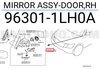 Nissan 963011LH0A MIRROR ASSY-DOOR,RH