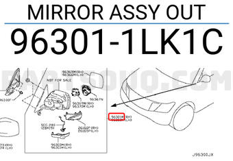 Nissan 963011LK1C MIRROR ASSY OUT