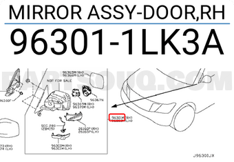 Nissan 963011LK3A MIRROR ASSY-DOOR,RH