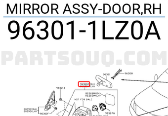 Nissan 963011LZ0A MIRROR ASSY-DOOR,RH