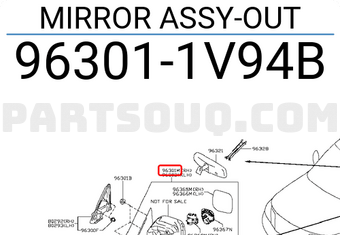Nissan 963011V94B MIRROR ASSY-OUT