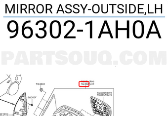 Nissan 963021AH0A MIRROR ASSY-OUTSIDE,LH