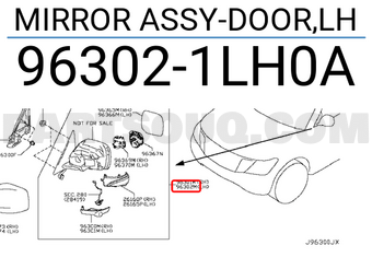 Nissan 963021LH0A MIRROR ASSY-DOOR,LH